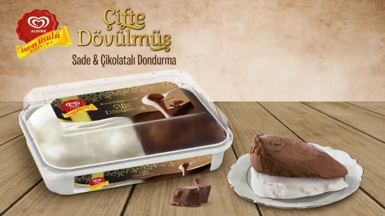 Algida Maraş Usulü Çifte Dövülmüş Sade & Çikolatalı Dondurma